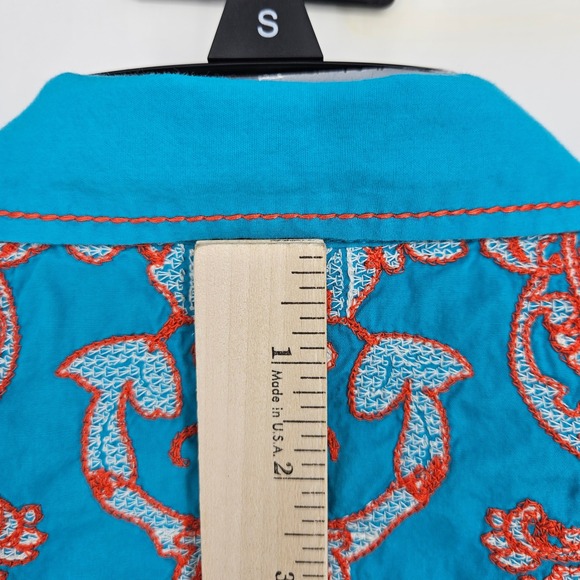 Ariat Snap Shirt Womens XXL Long Sleeve Western Teal Embroidered Rodeo - Picture 9 of 10